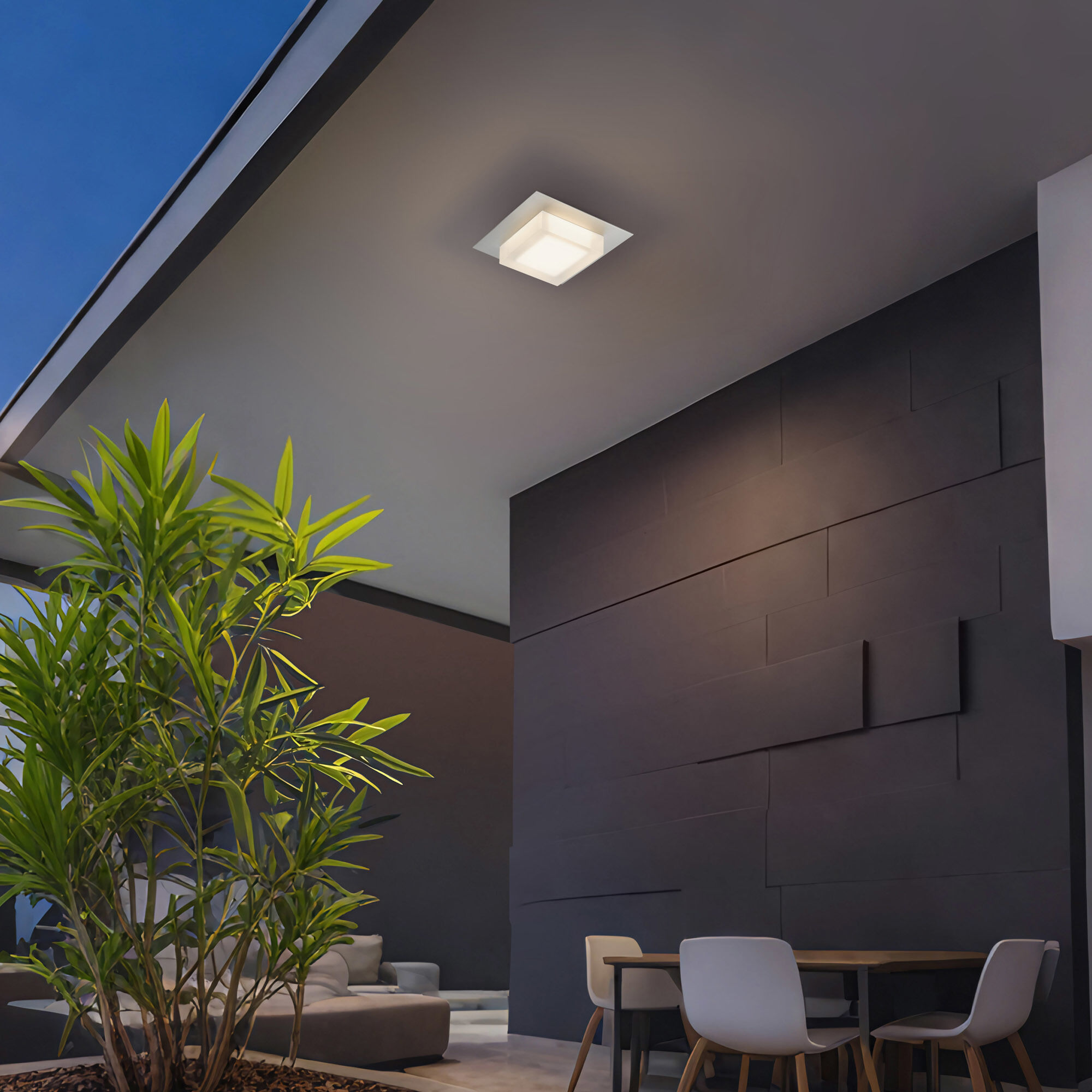 Foursquare LED 8 inch Brushed Stainless Steel Outdoor Flush Mount